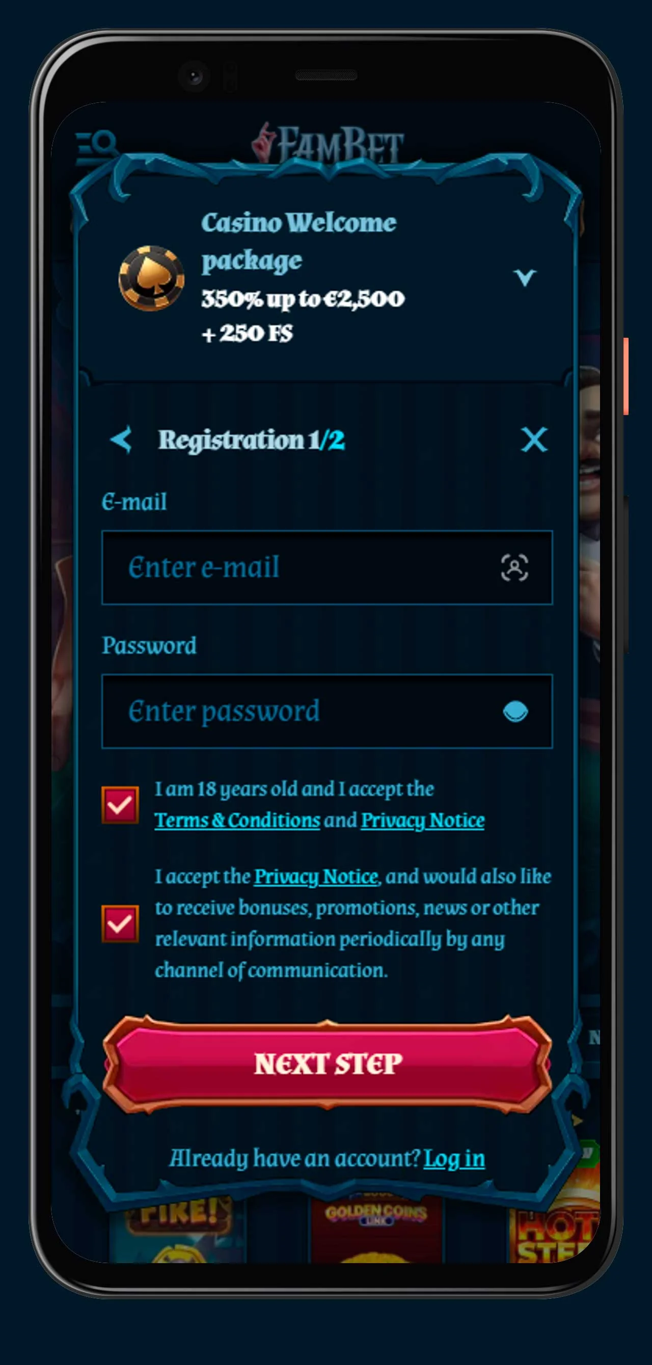 mobile Registrierung 1 fambet casino